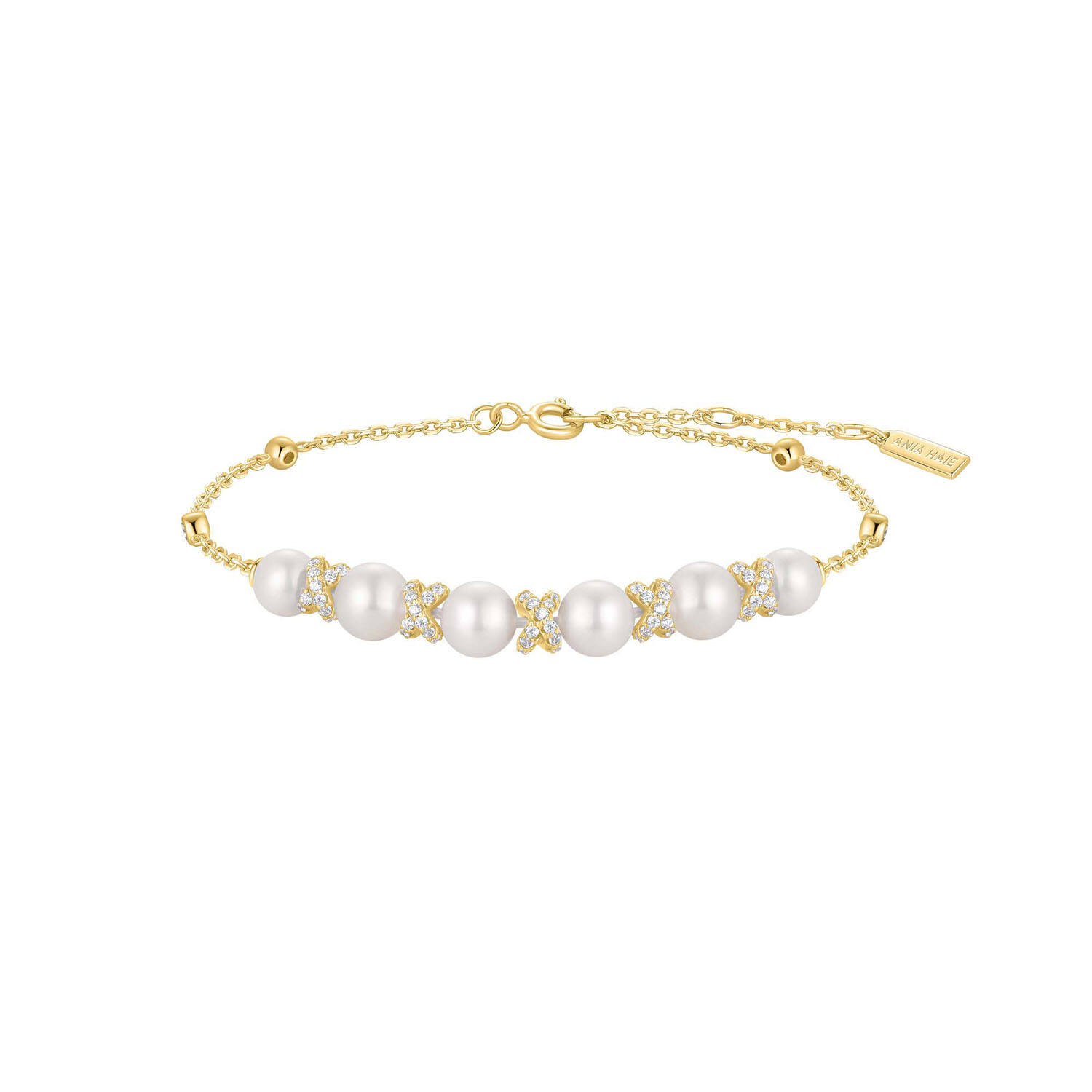  Reimaginer - Armbänder mit Stein - Silber / 14kt GP - Zirkonia - 18,5cm